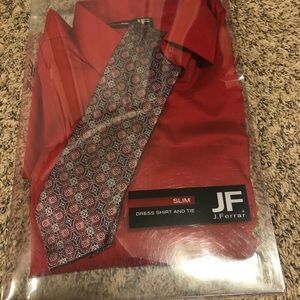 JFerrar Slim Dress Shirt/Tie Lg.  16-16 1/2. 34-35
